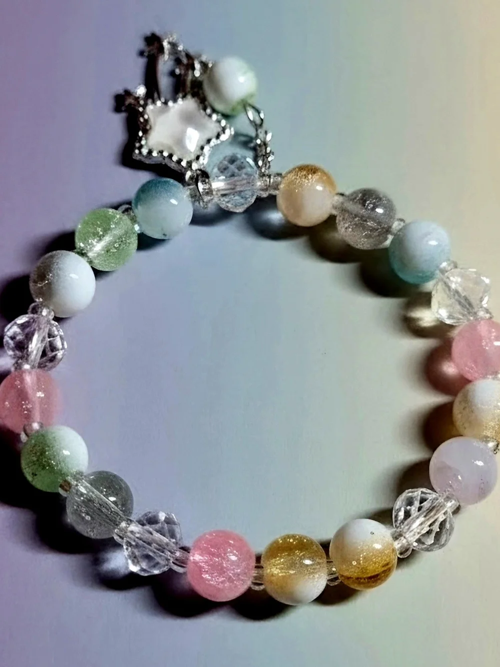 Pastel Multi-Bead Star Charm Bracelet - Unbranded